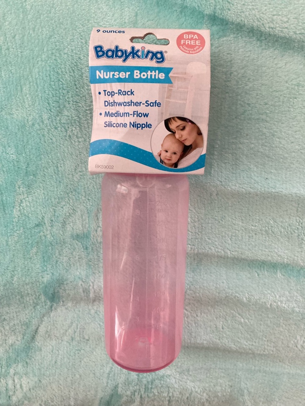 Babyking NWT 9 oz Pink Nurser Baby Bottle with Silicone Nipple